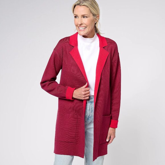Isaac Mizrahi 2 tone double knit sweater cardigan size 2X ... NEW - Picture 1 of 2